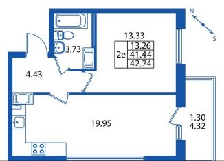 Продается однокомнатная квартира, 42 м2, Санкт-Петербург, проспект Авиаконструкторов, 63, ЖК Полис Приморский