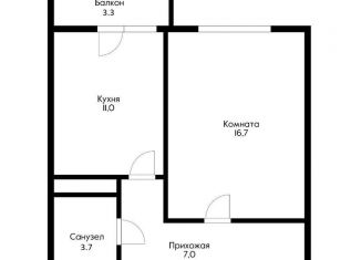 Продаю 1-ком. квартиру, 38.4 м2, Краснодар, Бородинская улица, 150Бк2, ЖК Гарант