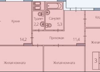 3-комнатная квартира на продажу, 94.4 м2, Воронеж, улица Берёзовая Роща, 4А, ЖК Легенда парк