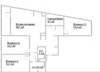 3-комнатная квартира на продажу, 88.1 м2, Санкт-Петербург, Пионерская улица, 32, ЖК Дом Керстена