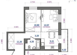 Продам квартиру свободная планировка, 50.9 м2, Иркутская область, жилой комплекс Южный Парк, 6