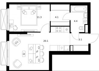 Продажа 1-комнатной квартиры, 43 м2, Москва, район Гольяново