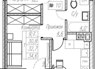 Продам 1-комнатную квартиру, 32.7 м2, Калининградская область