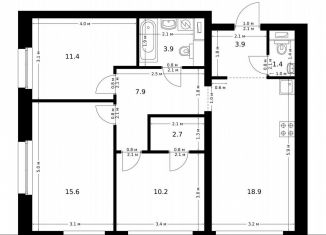 Продается 3-комнатная квартира, 75.9 м2, Москва, жилой комплекс Полар, 1.4, район Северное Медведково