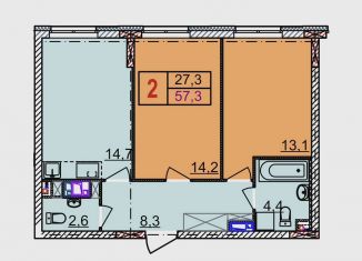 Продажа 2-ком. квартиры, 57.3 м2, Нижегородская область, Артельная улица, 15к1