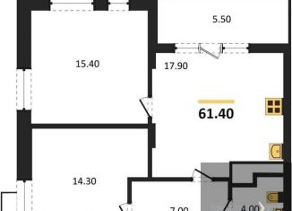 Продается 2-комнатная квартира, 61.4 м2, Воронеж, Железнодорожный район