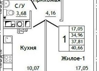 1-комнатная квартира на продажу, 40.7 м2, Смоленская область