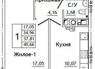 Продается 1-комнатная квартира, 40.7 м2, Смоленская область