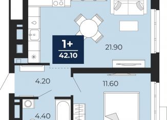 Продается однокомнатная квартира, 42.1 м2, Тюмень, Центральный округ