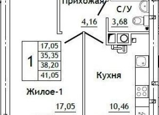 Продается 1-ком. квартира, 41.1 м2, Смоленская область