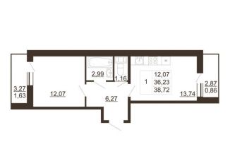 Продам 1-ком. квартиру, 38.7 м2, Гатчина, улица Хохлова, 16