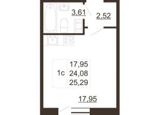 Продажа квартиры студии, 25.3 м2, Гатчина, улица Хохлова, 16