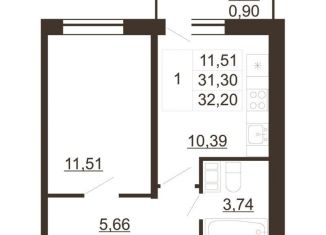 Продаю 1-ком. квартиру, 32.2 м2, Гатчина, улица Хохлова, 16