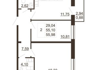 Продается двухкомнатная квартира, 56 м2, Гатчина, улица Хохлова, 16