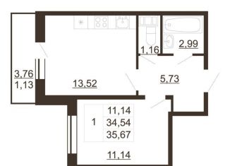 Продам 1-комнатную квартиру, 35.7 м2, Гатчина, улица Хохлова, 16