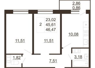 Продам двухкомнатную квартиру, 46.5 м2, Гатчина, улица Хохлова, 16