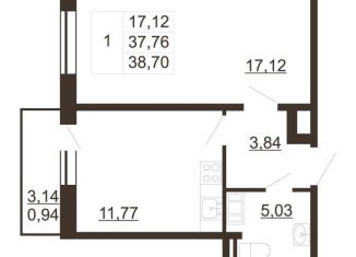 Продажа 1-комнатной квартиры, 38.7 м2, Гатчина, улица Хохлова, 16