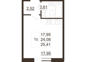 Квартира на продажу студия, 25.4 м2, Гатчина, улица Хохлова, 16