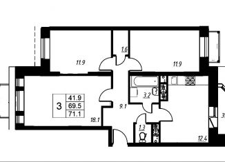 Продажа 3-ком. квартиры, 69.5 м2, деревня Сабурово, Рождественская улица, 2, ЖК Митино О2