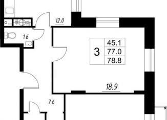 Продается 3-ком. квартира, 77 м2, деревня Сабурово, Рождественская улица, 2, ЖК Митино О2