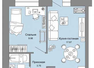 1-ком. квартира на продажу, 37 м2, село Первомайский, ЖК Знак, улица Архитектора Сергея Макарова, 6/1