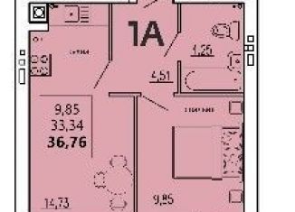 1-комнатная квартира на продажу, 36.8 м2, Пенза, Высокая улица, 17, Первомайский район