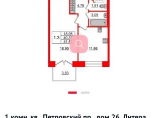 Продается 1-комнатная квартира, 41.5 м2, Санкт-Петербург, ЖК Гранд Вью