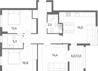 Продаю 3-комнатную квартиру, 86.8 м2, Калининград, улица Маршала Борзова, 107, ЖК Альпы