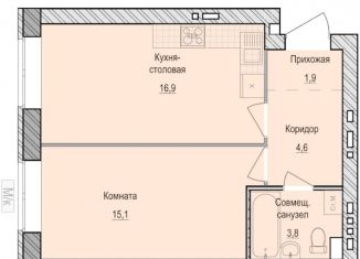 1-комнатная квартира на продажу, 42.3 м2, село Первомайский