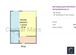 Сдаю 1-ком. квартиру, 35 м2, Москва, Бумажный проезд, 4, Бумажный проезд