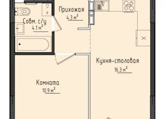 Продается 1-комнатная квартира, 35.6 м2, село Первомайский