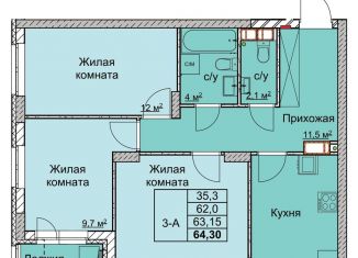 Продается 3-ком. квартира, 63.2 м2, Нижний Новгород, переулок Профинтерна, метро Заречная