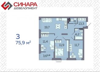 Продам 3-комнатную квартиру, 75.9 м2, Волгоград