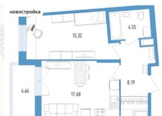 Продается однокомнатная квартира, 48 м2, Санкт-Петербург, бульвар Головнина, 3к1, ЖК Колумб