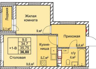 Продажа однокомнатной квартиры, 35.8 м2, Нижний Новгород, ЖК Маяковский Парк, переулок Профинтерна