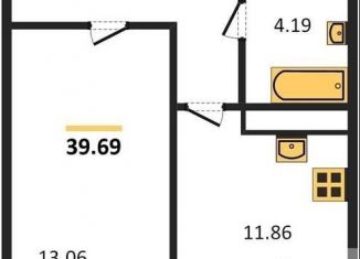 Продажа 1-комнатной квартиры, 39.7 м2, Новосибирск, улица Забалуева, 3/1, ЖК 1-ый на Киевской