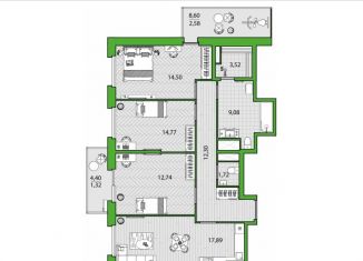 Продам 3-комнатную квартиру, 90.4 м2, Санкт-Петербург, ЖК Френдс