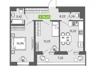 Продам двухкомнатную квартиру, 56.4 м2, Санкт-Петербург, метро Приморская