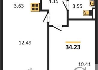 Однокомнатная квартира на продажу, 34.2 м2, Новосибирск, улица Ясный Берег, 16, ЖК Ясный Берег