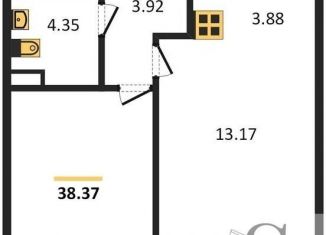 1-комнатная квартира на продажу, 38.4 м2, Новосибирск, улица Ясный Берег, 16, ЖК Ясный Берег