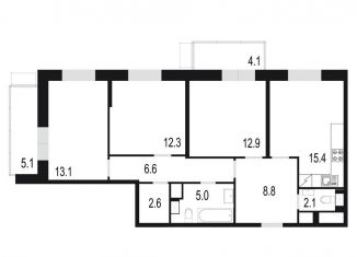 Продажа 3-комнатной квартиры, 88 м2, Одинцово, жилой комплекс Союзный, к2, ЖК Союзный