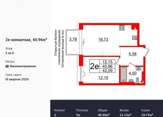 Продажа однокомнатной квартиры, 41 м2, Санкт-Петербург, метро Нарвская