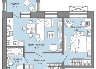 Продаю однокомнатную квартиру, 45 м2, Ульяновск, ЖК Дивный Сад, жилой комплекс Дивный Сад, 1