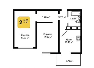 Продаю 2-комнатную квартиру, 59 м2, Воронеж, улица Маршала Одинцова, 25Б/33, ЖК Лазурный
