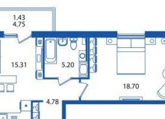 Продаю 1-ком. квартиру, 43.2 м2, Санкт-Петербург, Плесецкая улица, 10, ЖК Полис на Комендантском