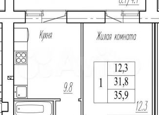 Продам 1-комнатную квартиру, 40 м2, поселок городского типа Стройкерамика, улица Нестора Постникова, 6, ЖК Видный