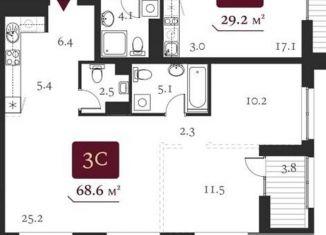 Продается 3-комнатная квартира, 69.8 м2, Новосибирск, Красный проспект, 220стр, ЖК Нобель