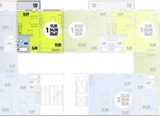 1-комнатная квартира на продажу, 35.7 м2, Краснодар, микрорайон Молодёжный, Душистая улица, 51