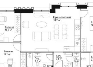 Продается трехкомнатная квартира, 81.1 м2, Москва, ЖК Павелецкая Сити, Дубининская улица, 59к9