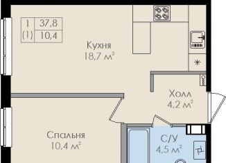 1-комнатная квартира на продажу, 37.8 м2, Великий Новгород, Колмовская набережная, 91, ЖК Барселона
